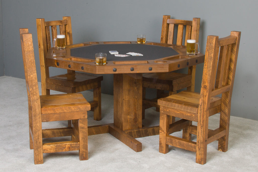 Viking Log Furniture Poker Table with Reversible Top